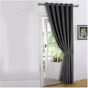 SUPREME BEDDING LTD (GREY, 66 x 84 DOOR CURTAIN) Blackout Curtain Pair Eyelet Ring Top Ready Made SUPREME BEDDING LTD (GREY, 66 x 84 DOOR CURTAIN) Blackout Curtain Pair Eyelet Ring Top Ready Made