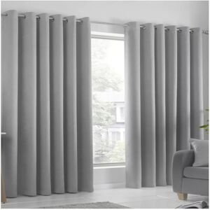 SUPREME BEDDING LTD (SILVER, 66 x 90) Blackout Curtain Pair Eyelet Ring Top Ready Made SUPREME BEDDING LTD (SILVER, 66 x 90) Blackout Curtain Pair Eyelet Ring Top Ready Made