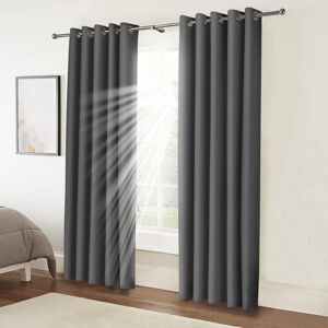 Moonlight Bedding Limited (Dark Grey, 46'' x 54'' (PAIR)) BLACKOUT EYELET CURTAINS READY MADE PAIR+2 TIEBA Moonlight Bedding Limited (Dark Grey, 46'' x 54'' (PAIR)) BLACKOUT EYELET CURTAINS READY MADE PAIR+2 TIEBA