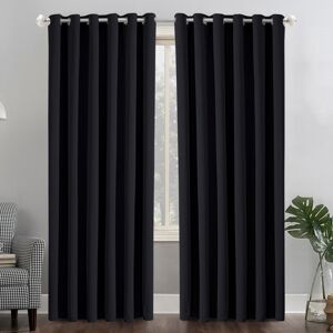 Moonlight Bedding Limited (Black, 66'' x 72'' (PAIR)) BLACKOUT EYELET CURTAINS READY MADE PAIR+2 TIEBACK Moonlight Bedding Limited (Black, 66'' x 72'' (PAIR)) BLACKOUT EYELET CURTAINS READY MADE PAIR+2 TIEBACK