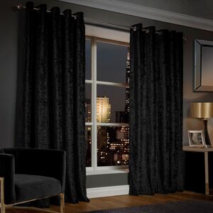 Yorkshire Bedding (66" x 90" (168cm x 228cm), Black) Crushed Velvet Blackout Curtain Pair Ringtop Yorkshire Bedding (66" x 90" (168cm x 228cm), Black) Crushed Velvet Blackout Curtain Pair Ringtop
