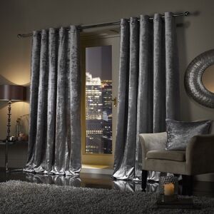 Yorkshire Bedding (66" x 90" (168cm x 228cm), Grey) Crushed Velvet Blackout Curtain Pair Ringtop E Yorkshire Bedding (66" x 90" (168cm x 228cm), Grey) Crushed Velvet Blackout Curtain Pair Ringtop E