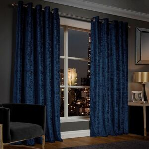 Yorkshire Bedding (66" x 90" (168cm x 228cm), Navy Blue) Crushed Velvet Blackout Curtain Pair Ring Yorkshire Bedding (66" x 90" (168cm x 228cm), Navy Blue) Crushed Velvet Blackout Curtain Pair Ring