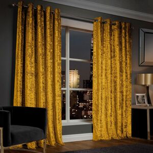 Yorkshire Bedding (66" x 90" (168cm x 228cm), Ochre Mustard) Crushed Velvet Blackout Curtain Pair Yorkshire Bedding (66" x 90" (168cm x 228cm), Ochre Mustard) Crushed Velvet Blackout Curtain Pair