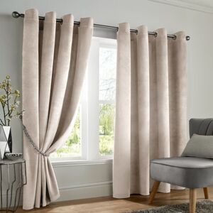 Yorkshire Bedding (90" x 90" (228cm x 228cm), Beige) Crushed Velvet Blackout Curtain Pair Ringtop Yorkshire Bedding (90" x 90" (228cm x 228cm), Beige) Crushed Velvet Blackout Curtain Pair Ringtop