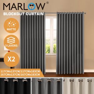 (Grey, 167X183CM) Marlow Blockout Curtains Blackout Window Curtain Draperies Pai (Grey, 167X183CM) Marlow Blockout Curtains Blackout Window Curtain Draperies Pai