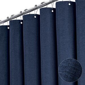 BTTN Navy Blue Shower Curtain - Linen Textured Heavy Duty Waterproof Cloth Showe BTTN Navy Blue Shower Curtain - Linen Textured Heavy Duty Waterproof Cloth Showe