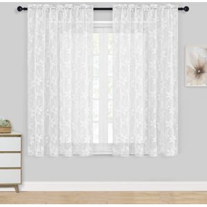 DWCN White Floral Lace Sheer Curtains - Rod Pocket Window Voile Sheer Drapes for DWCN White Floral Lace Sheer Curtains - Rod Pocket Window Voile Sheer Drapes for