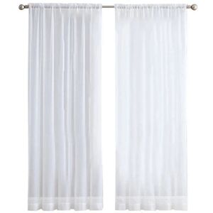 Torribaly 4 Panels White Sheer Curtains 84 Inches Long Rod Pocket Window Treatment Gauze V Torribaly 4 Panels White Sheer Curtains 84 Inches Long Rod Pocket Window Treatment Gauze V