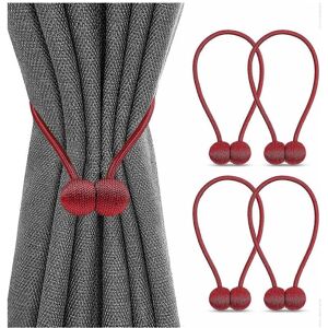 Unbranded Set of 4 red magnetic curtain tiebacks for home and office decoration Unbranded Set of 4 red magnetic curtain tiebacks for home and office decoration