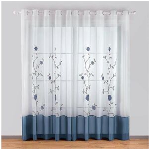 Unbranded Set of 2 Floral Embroidery Sheer Eyelet Curtains for Bedroom Kitchen Living Room Unbranded Set of 2 Floral Embroidery Sheer Eyelet Curtains for Bedroom Kitchen Living Room