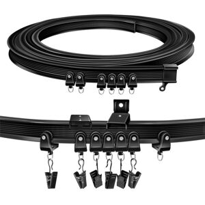 TOKPLNU Curtain Track, Flexible Bendable Curtain Rail 2.5m Black Curved Curtain TOKPLNU Curtain Track, Flexible Bendable Curtain Rail 2.5m Black Curved Curtain