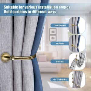 Oxford Homeware (Antique Brass) Curtain Hold Backs Pair Metal Curtains Plain Ball Holdbacks Oxford Homeware (Antique Brass) Curtain Hold Backs Pair Metal Curtains Plain Ball Holdbacks