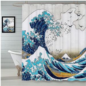 Unbranded (As show, One size) Kanagawa Japanese Wave Shower Curtain 180 X 180 Cm Bath Curt Unbranded (As show, One size) Kanagawa Japanese Wave Shower Curtain 180 X 180 Cm Bath Curt