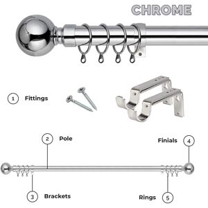 Yorkshire Bedding (Chrome - Plain Ball, 70-120 cm (28" - 48" In)) Extendable Heavy Plain Ball Meta Yorkshire Bedding (Chrome - Plain Ball, 70-120 cm (28" - 48" In)) Extendable Heavy Plain Ball Meta