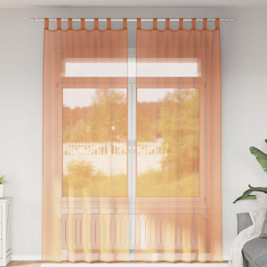 vidaXL Terracotta Brown Voile Curtains with Rod Pockets - Curtains vidaXL Terracotta Brown Voile Curtains with Rod Pockets - Curtains