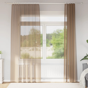 vidaXL Light Brown Voile Curtains with Rod Pockets - Curtains vidaXL Light Brown Voile Curtains with Rod Pockets - Curtains