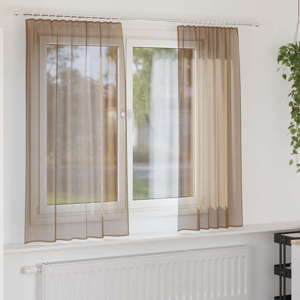 vidaXL Voile Curtains with Rod Pockets - Light Brown - Curtain vidaXL Voile Curtains with Rod Pockets - Light Brown - Curtain