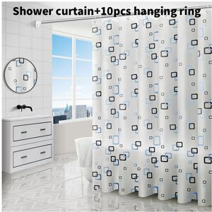 Unbranded (Blue Grid, 150x200cm) Leaf Pattern Geometric Peva Shower Curtain Waterproof Mol Unbranded (Blue Grid, 150x200cm) Leaf Pattern Geometric Peva Shower Curtain Waterproof Mol