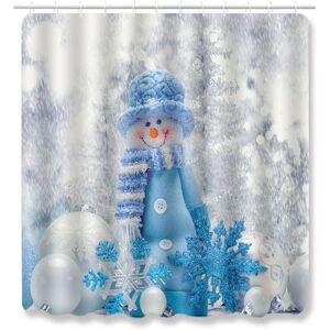 Unbranded (Blue White-180x180cm) Christmas 4pcs Shower Curtain Toilet Cushion Set Cover Ma Unbranded (Blue White-180x180cm) Christmas 4pcs Shower Curtain Toilet Cushion Set Cover Ma