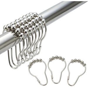 GreenZech (Chrome Color) 12 Pcs Rustproof Stainless Steel Curtain Rings Hook Bathroom Show GreenZech (Chrome Color) 12 Pcs Rustproof Stainless Steel Curtain Rings Hook Bathroom Show