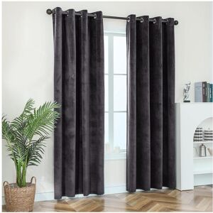 Unbranded (Charcoal, 90" X 90") Luxury Thick Ready Made Velvet Eyelet Curtains with 2 Matc Unbranded (Charcoal, 90" X 90") Luxury Thick Ready Made Velvet Eyelet Curtains with 2 Matc