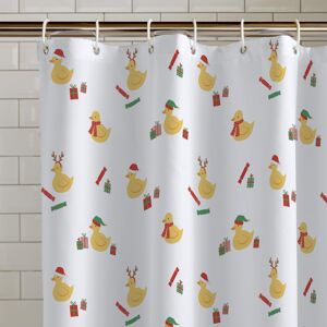 Catherine Lansfield Christmas Quacker 180x180cm Shower Curtain White Catherine Lansfield Christmas Quacker 180x180cm Shower Curtain White