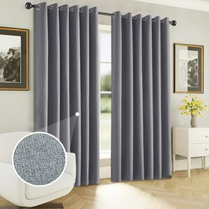 Imperial Rooms (66" x 72" (168 cm x 182 cm), Grey) Linen Curtains Thermal Ring Top Ready Made P Imperial Rooms (66" x 72" (168 cm x 182 cm), Grey) Linen Curtains Thermal Ring Top Ready Made P