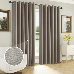 Imperial Rooms (66" x 72" (168 cm x 182 cm), Mink/Beige) Linen Curtains Thermal Ring Top Ready Imperial Rooms (66" x 72" (168 cm x 182 cm), Mink/Beige) Linen Curtains Thermal Ring Top Ready