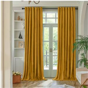 Moonlight Bedding Limited (Ochre Yellow, 90" x 90" (228cm x 228cm)) 100% Blackout Curtains Crushed Velvet Moonlight Bedding Limited (Ochre Yellow, 90" x 90" (228cm x 228cm)) 100% Blackout Curtains Crushed Velvet
