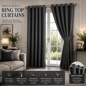 Yorkshire Bedding (66" width x 84" drop (Door Curtain) , Grey) Thermal Insulated Blackout Curtains Yorkshire Bedding (66" width x 84" drop (Door Curtain) , Grey) Thermal Insulated Blackout Curtains