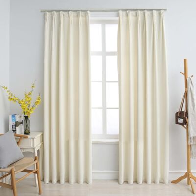 vidaXL Model 562157 Cream Velvet Blackout Curtains - Curtains vidaXL Model 562157 Cream Velvet Blackout Curtains - Curtains