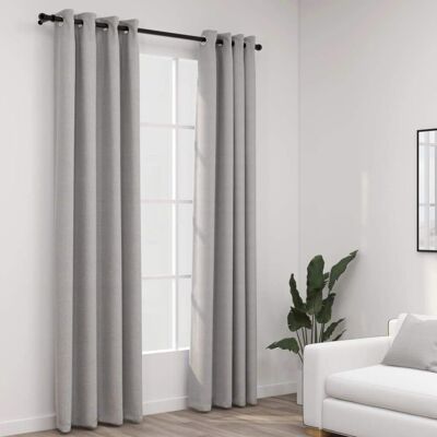 vidaXL Model 503604 - Grey Linen-Look Blackout Curtains with Grommets 2pcs 140x225cm vidaXL Model 503604 - Grey Linen-Look Blackout Curtains with Grommets 2pcs 140x225cm