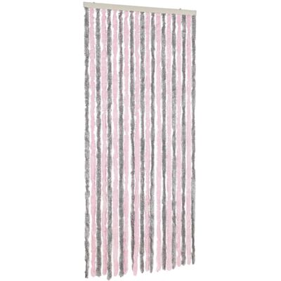vidaXL Fly Curtain Silver Grey Pink 100x230cm Chenille - Fly Curtain vidaXL Fly Curtain Silver Grey Pink 100x230cm Chenille - Fly Curtain