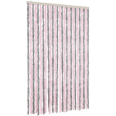 vidaXL Fly Curtain Silver Grey Pink 118x220cm Chenille - Insect Screen vidaXL Fly Curtain Silver Grey Pink 118x220cm Chenille - Insect Screen
