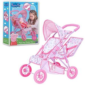 HTI Peppa Pig Twin Stroller Children's Baby Doll Twin Pram Toy Pink Peppa Pig Th HTI Peppa Pig Twin Stroller Children's Baby Doll Twin Pram Toy Pink Peppa Pig Th