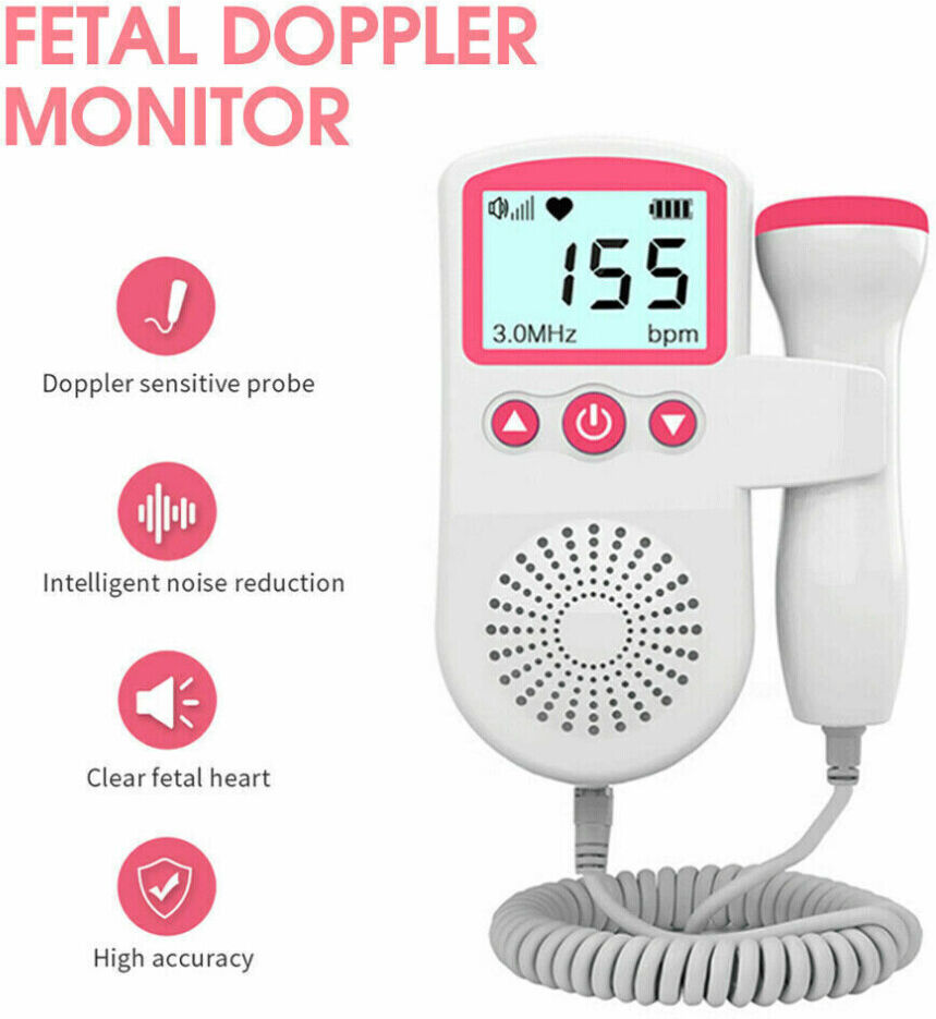 BestParnter Fetal Doppler Detector Baby Heart Beat Rate Probe Prenatal Monitor Ultrasonic P3