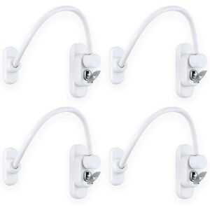 XFORT 4 Pack White Lockable Window Restrictor with Key, 20cm Cable Length Restri XFORT 4 Pack White Lockable Window Restrictor with Key, 20cm Cable Length Restri