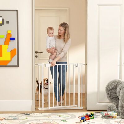 PawHut Pet Safety Gate, 76-81cm Wide Baby Stair Gate with Auto-Close PawHut Pet Safety Gate, 76-81cm Wide Baby Stair Gate with Auto-Close