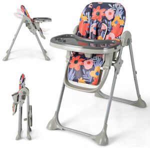 Costway Baby High Chair Folding Dining Chair W/ Adjustable Tray & Wheels Colourful Costway Baby High Chair Folding Dining Chair W/ Adjustable Tray & Wheels Colourful