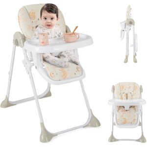 Costway Baby High Chair Folding Dining Chair W/ Adjustable Tray & Wheels Beige Costway Baby High Chair Folding Dining Chair W/ Adjustable Tray & Wheels Beige