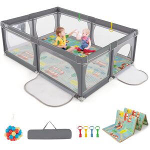 Costway Baby Playpen 205 cm x 146 cm Baby Activity Center w/Mat-Dark Grey Costway Baby Playpen 205 cm x 146 cm Baby Activity Center w/Mat-Dark Grey