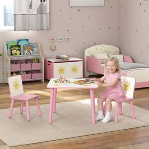 (Pink) AIYAPLAY 3-Piece Kids Table with 2 Chairs Set for Bedroom, Nursery (Pink) AIYAPLAY 3-Piece Kids Table with 2 Chairs Set for Bedroom, Nursery