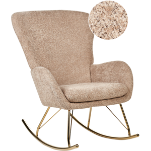 Beliani Rocking Chair Beige Bouclé Fabric Upholstery Metal Legs - Rocking Chair Beliani Rocking Chair Beige Bouclé Fabric Upholstery Metal Legs - Rocking Chair