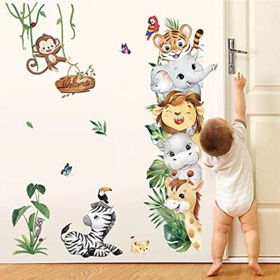 decalmile Jungle Animals Wall Decals Safari Elephant Lion Monkey Wall Stickers Kids Room B decalmile Jungle Animals Wall Decals Safari Elephant Lion Monkey Wall Stickers Kids Room B