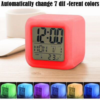 Unbranded 7 Colour Changing Digital Alarm Clock LED Night Light Bedside Clock Room Deco Unbranded 7 Colour Changing Digital Alarm Clock LED Night Light Bedside Clock Room Deco