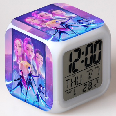 OBMEIFU K-pop Demon Hunters Clock with LED Night Light(A) OBMEIFU K-pop Demon Hunters Clock with LED Night Light(A)