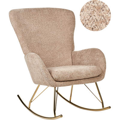Beliani Rocking Chair Beige Bouclé Fabric Upholstery Metal Legs - Rocking Chair Beliani Rocking Chair Beige Bouclé Fabric Upholstery Metal Legs - Rocking Chair