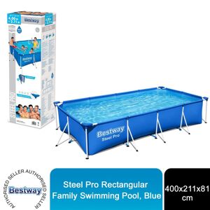 Bestway Steel Pro Rectangular Swimming Pool 400 x 211 x 81 cm, Blue