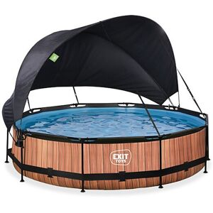 EXIT TOYS EXIT Wood pool 12ft x 30in with filter pump and canopy - brown EXIT TOYS EXIT Wood pool 12ft x 30in with filter pump and canopy - brown